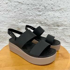 Platform Croc Sandals Black/Taupe Size 7
